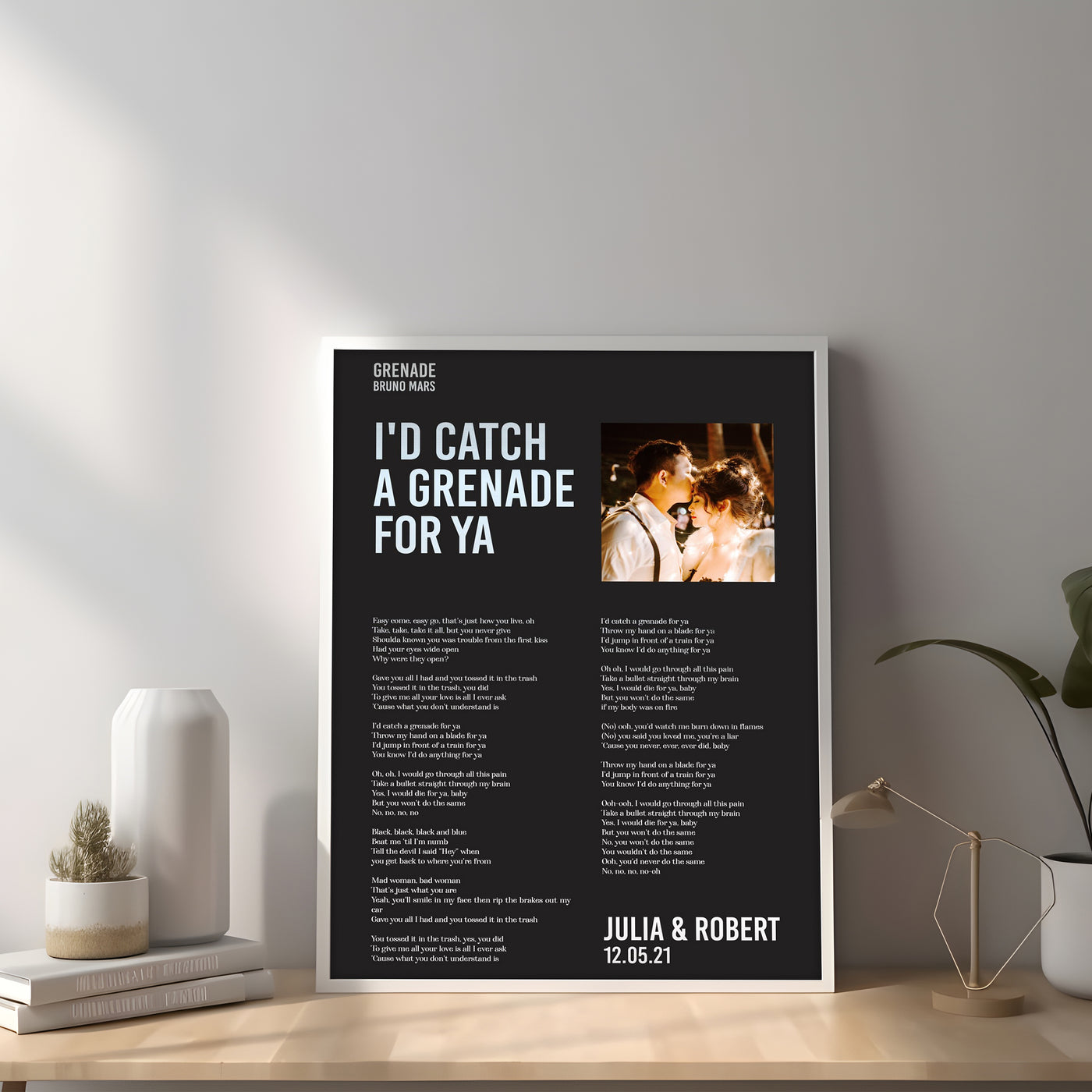 Custom Song Lyrics Portrait for Couples