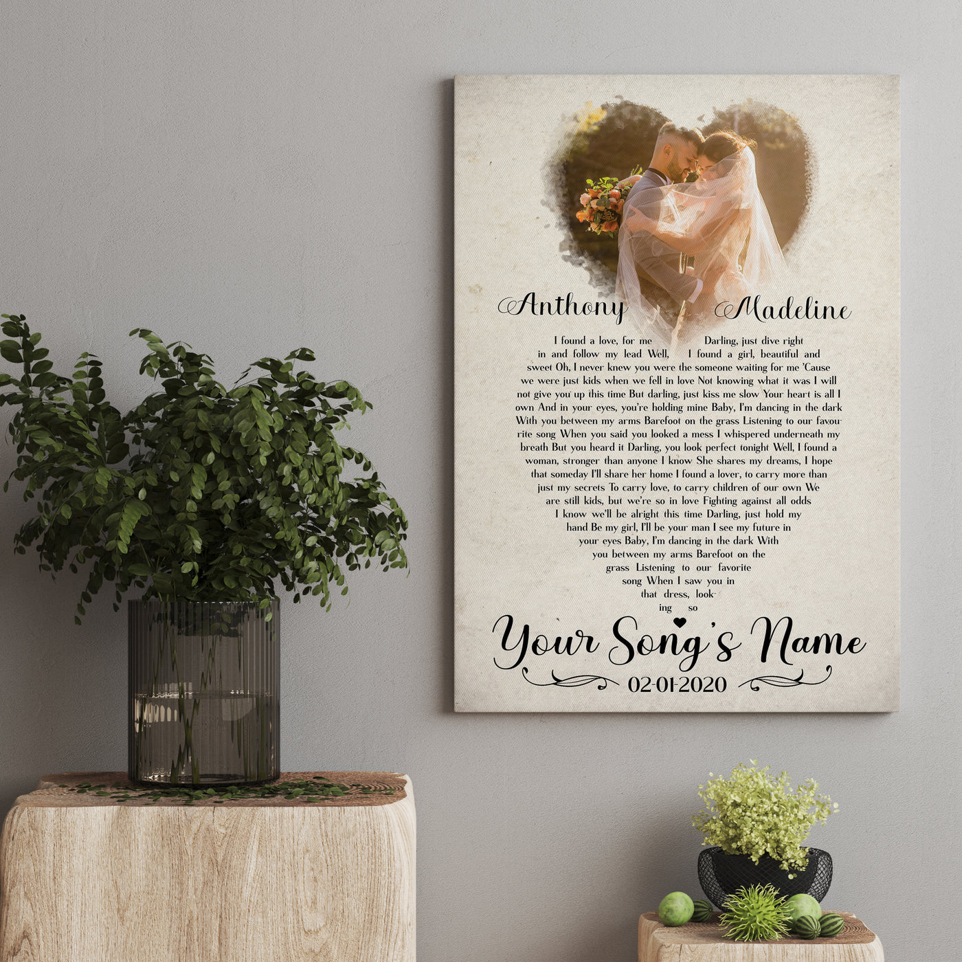 Custom Song Lyrics Portrait for Couples