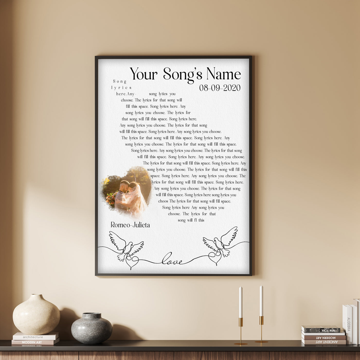 Custom Song Lyrics Portrait for Couples