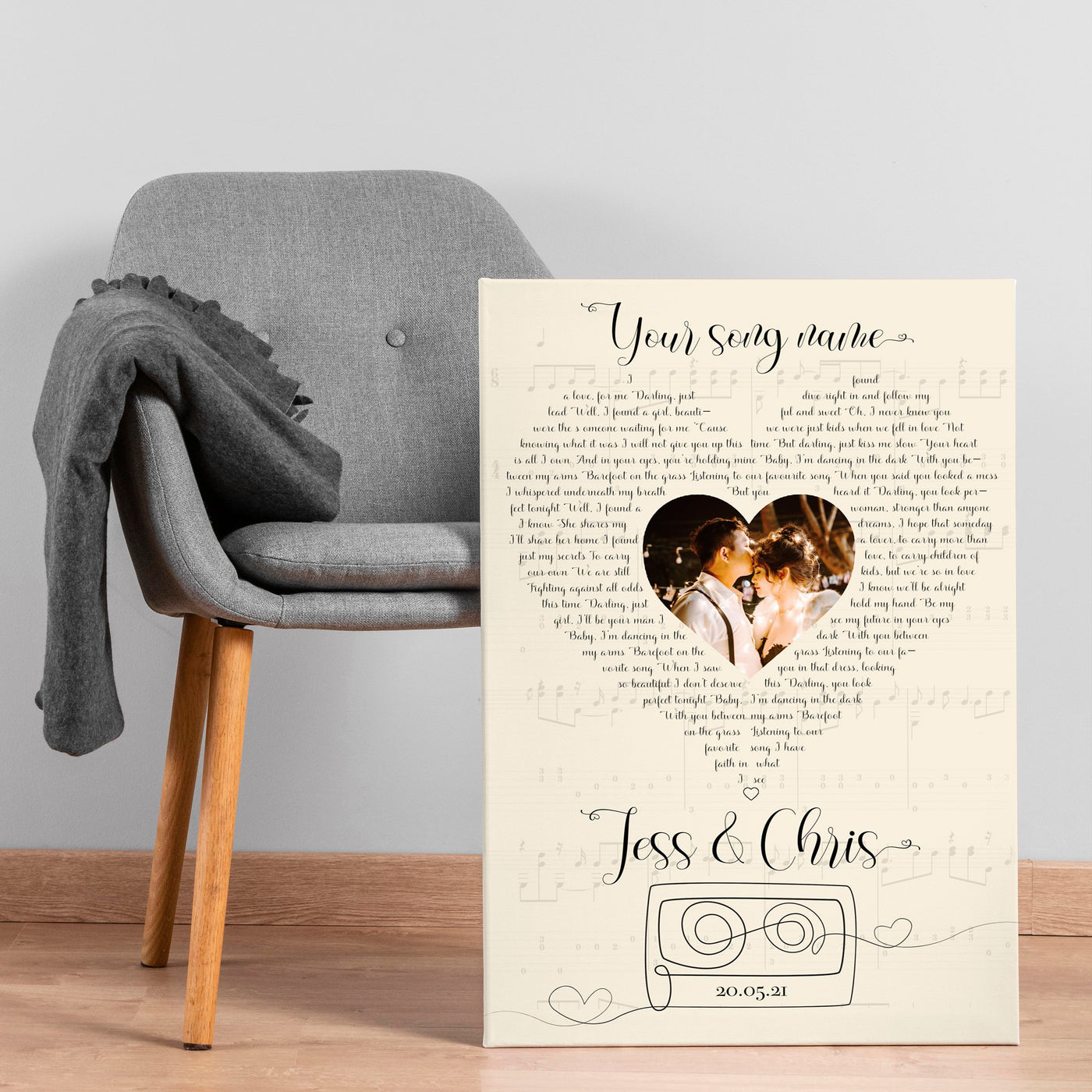 Custom Song Lyrics Portrait for Couples